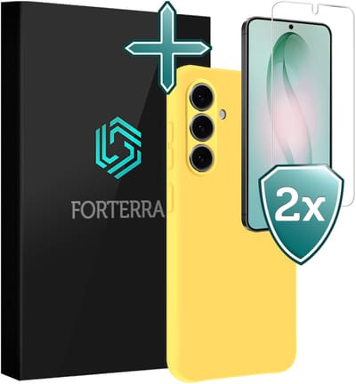 Hoesje Met 2x Screenprotector - Geschikt voor Samsung Galaxy S26 - Sterk & Shockproof - Telefoon Hoes - Back Cover - Siliconen Case - Geel
