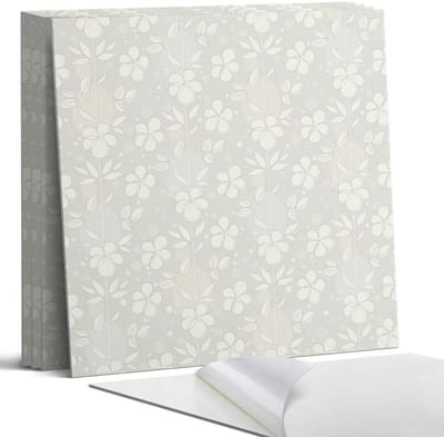 Coloray Wandpanelen Zelfklevend - Bloemenpatroon op de achtergrond Zelfklevende Wandpanelen - 50 cm x 50 cm - Grijs Wandpaneel PVC - 4 stuks - Bloemen en planten Wandpanelen Zelfklevend - Wandbord Keuken - Wandpaneel Badkamer