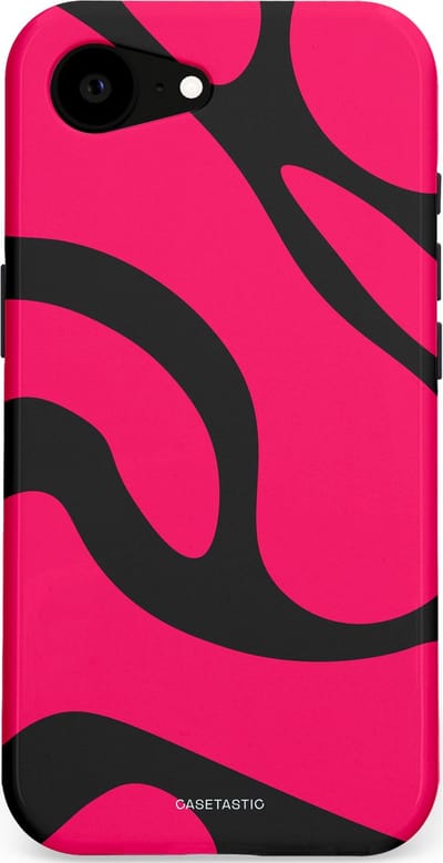 Casetastic hoesje geschikt voor Apple iPhone 16e / Apple iPhone 17e - MagSafe - Dubbellaagse bescherming - Zwart Roze Mamba Golven - Fashion Case - Roze Zwart