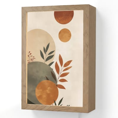 Wandlamp 20x30 cm - Oplaadbaar - Vormen - Rond - Bladeren - Beige - Wandlampen binnen woonkamer - Slaapkamer lamp met kabel - Decoratieve nachtlamp - Vloerlamp snoer