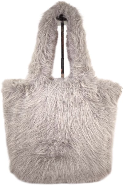 Qischa - schoudertas - hobo tas - fluffy - lange draagriem - grijs