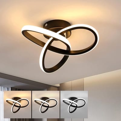 LED-plafondlamp, Moderne Plafondlamp 20W 2200LM, Zwart Plafondlamp Voor Keuken, Hal, Eetkamer, Schakelaarbediening 3000K/4500K/6500K