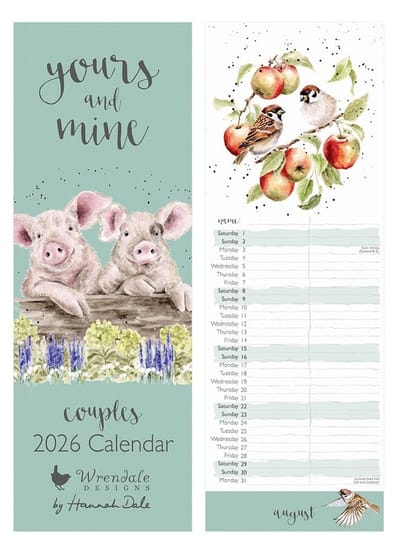 Wrendale Couples Muurkalender 2026 -'Yours and Mine' Couples Calendar 2026 - Kalender voor stellen