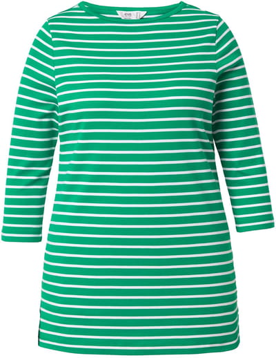 Angel of Style - Dames - T-shirt classic fit strepen 3/4-mouwen - Grasgroen - Maat 42