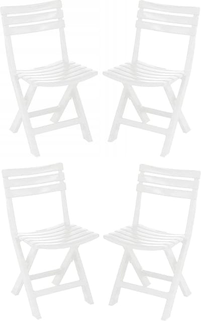 Klapstoel binnen/buiten - 4x - wit - 42 x 80 cm - stevig kunststof - bijzetstoelen - opvouwbaar - tuinstoel