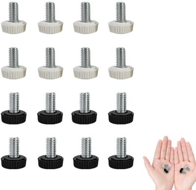 Dailygoods - Meubelpoten Set van 16 Stuks M6x20 Rubber Handknop Schroeven Zwart Wit Rond Model Verzinkt Voor Werkplaats DIY Onderhoud