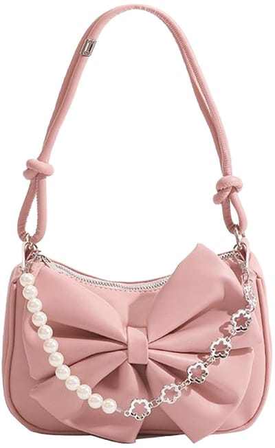 Dailygoods - Roze schoudertassen voor dames en meisjes, kunstlederen roze handtassen clutch tas, Y2K mini-handtas met ritssluiting, schoudertas kleine dame onderarmtas, 22 x 15 cm