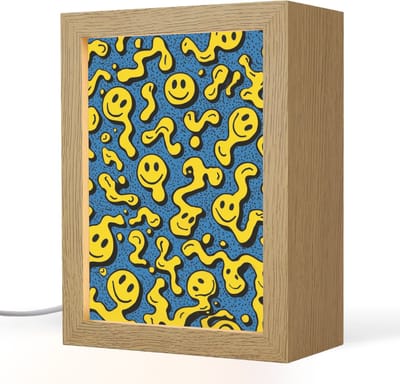 Nachtlampje 15x20 cm - Kinder lampje - Smileys - Geel - Blauw - Tafellamp kinderkamer - Slaapkamer lamp - Bedlamp kinderen - Kinderlampje stopcontact - Wandlamp babykamer - Nachtlampjes