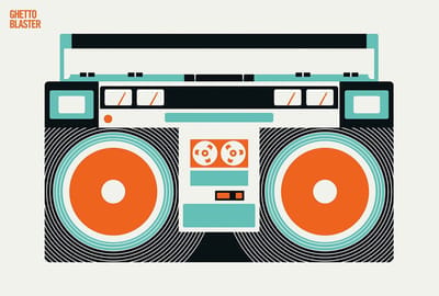 Fotobehang GhettoBlaster DD120129 A.S. Création ARTist Blauw Oranje Terracotta Vlies 270 x 400 cm (4 delen) 3D Fotobehang