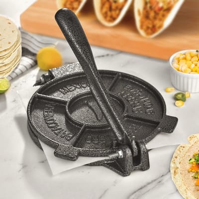 Gietijzeren Tortillapers 8 Inch – Perfect voor Taco's, Burrito's en Roti's