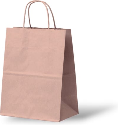 Papieren Draagtas (S) - 50 Stuks - Poeder Roze/Oud Roze/Kraft - 18x8x24 cm - Papieren Tasjes - Kraft Tas - Tassen - Cadeau Tas - Hoogwaardig Natron Kraft Papier - Eco-vriendelijk - Ideaal voor Geschenken