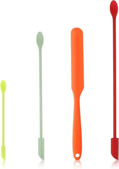 Set van 4 Siliconen Spatula's en Kleine Lepels voor Cosmetica en Bakken, Ideaal voor Deeg en Makeup