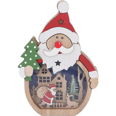 Lichtgevende Kerst Ornament LED Licht Uitstralende Houten Kerstversieringen Ornamenten Cadeaus voor white