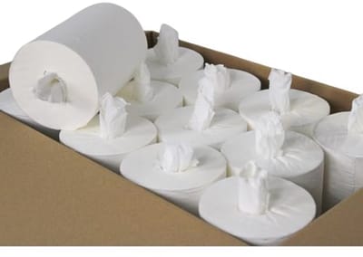 12 Mini Handdoekrollen - Perforeerd 1-laags Papier - 120 Meter Rolt