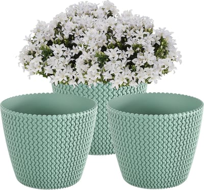 Prosperplast Plantenpot/bloempot Splofy - 3x - mint groen - kunststof - D16 x H13 cm - binnen/buiten - stijlvol