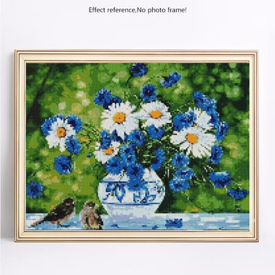 Peinture au diamant Pierres rondes Fleurs Mosaïque au diamant Vente Fleur Loisirs et artisanat 20X30 blue