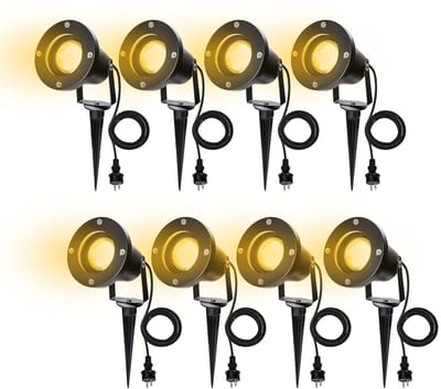 LED Tuinspot met Grondspies Warm Wit - Set van 8 Stuks - GU10 Fitting - Tuinverlichting met Stekker - Buitenverlichting Prikspots - Waterdicht IP65