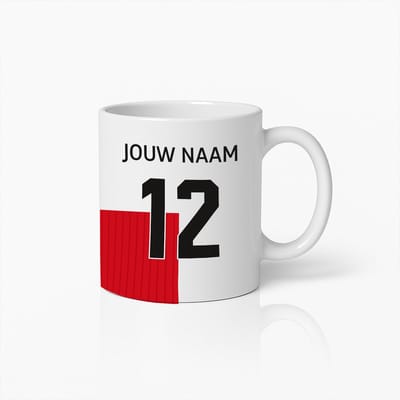 Aanpasbare Sportshirt Mok – Gepersonaliseerde Naam & Nummer – Ideaal Cadeau voor Voetbalfans & Atleten