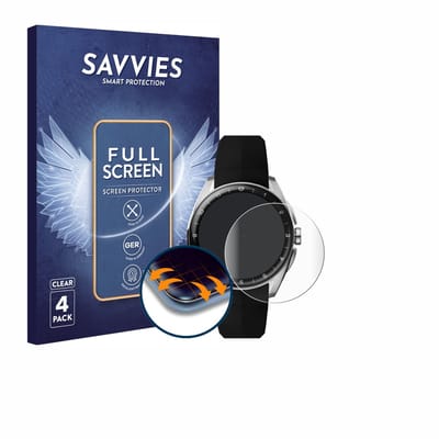 Savvies - Screenprotector voor TAG Heuer Connected Calibre E5 (40 mm) - Folie Beschermfolie transparant volledig dekking 4 Stuks