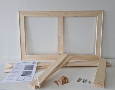 Brede opspanlatten voor schilderscanvas Spielat 65mm met verstevigingslat 40x100cm Houten spanlatten met tussenlat voor Spanraam-Spieraam zonder doek Houtenframe voor schildersdoek, canvas of stof. Inclusief ophangbeugels