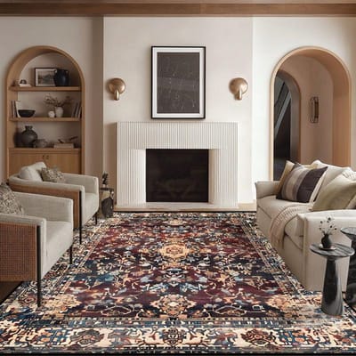 Tapis Bohème Luxe POUR SALON Décoration Ethnique Persane Tapis de Chambre Style Rétro Salon Tapis de Sol Lavable Antidérapant Canapé 200X250CM