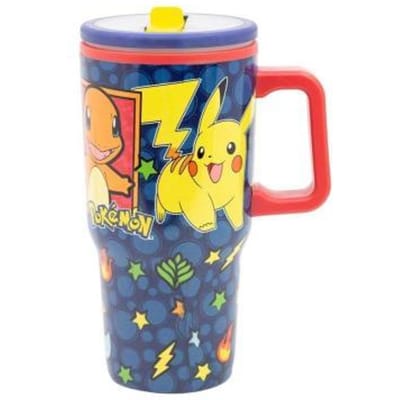 Pokémon Sipper drinkfles - 640 ml - Dubbelwandig RVS - Met rietje & stevig handvat - Herbruikbaar - Blauw