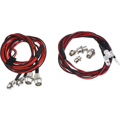 Meerkleurige LED-lampjes voor RC – 5mm Rood, 3mm Blauw/Wit | 72cm Siliconenkabel met JR-connector | 3-7V Compatibel