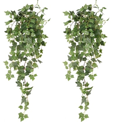 Hangende kunstplanten, 2 stuks, hangende klimop, hangplant, kunstklimop, bladeren, namaakklimop, planten, wijnstok, groene plant voor muur, balkon, tuin, bruiloft, binnen en buiten, decoratie