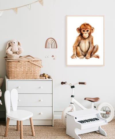 Poster Aap A3 formaat-jungle-kinderkamer-babykamer accessoires-dieren-safari