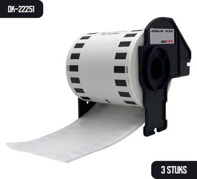 DULA Brother Compatible DK-22251 - Doorlopende labelrol - 3 rollen - 62 mm x 15,24 m - Zwart en rood op wit - Papier