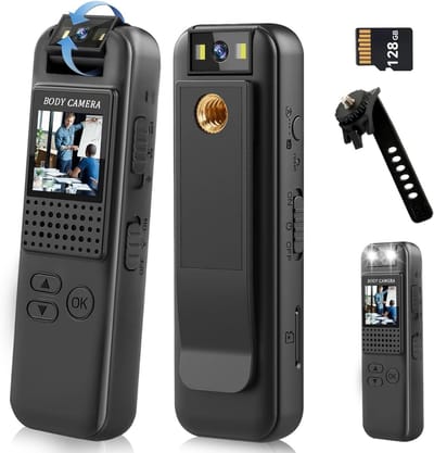 Bodycam - Action Cam - Spycam - Bewegingsdetectie - 180º Draaibare Lens - Bodycam Politie - Full HD - Zwart