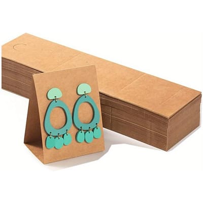 1set/100pcs 6.4*24CM Carte d'exposition tridimensionnelle pour boucles d'oreilles, Papier cartonné kraft vierge, Carte pour boucles d'oreilles, Emballage pour boucles d'oreilles, Carte en papier cartonné pour décorations 100pcs