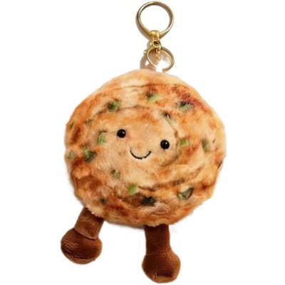 Sjalot Pannenkoek Cartoon Pluche Sleutelhanger Gevuld Kawaii Pluche Pop Hanger Comfort Cartoon Pluche Speelgoed Hanger Kerstcadeau beige