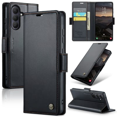 CaseMe Wallet Case met RFID Bescherming en Magneetsluiting voor Galaxy S26 _ Zwart