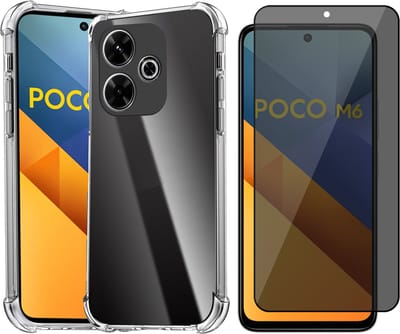 Hoesje geschikt voor Xiaomi Redmi 13 4G / Poco M6 4G - Privacy Screenprotector Volledig Dekkend Glas - Shockproof Transparant