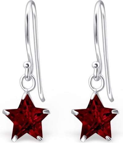 Montebello Oorbellen Ada Red - 925 Zilver E-Coating - Ster - ∅8mm - 23mm