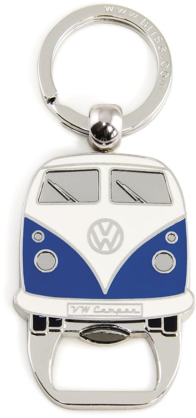 BRISA VW Collection - Volkswagen sleutelhanger-ring sleutelaccessoire sleutelhouder met bierflesopener in T1 Bulli Bus-design (blauw)