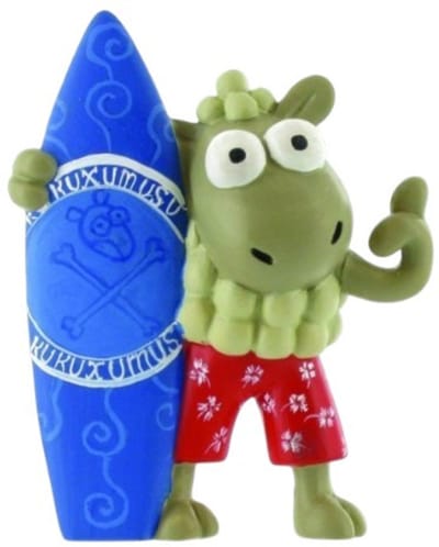 Beelorcia schaap speelfiguurtje met surfboard - Kukuxumusu Figuur - Comansi - 7 cm