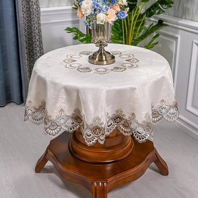 Ronde tafelkleed Kunst Huishouden Kant Tafelkleed Tafel Eettafelhoes Europa Geborduurde Bloem Stoffen Tafelmat Stofhoes Diameter 150cm
