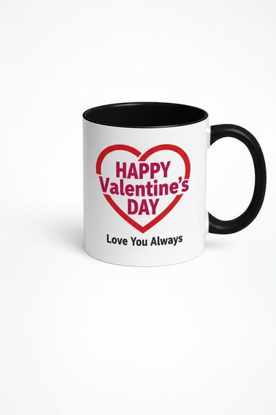 Valentijn Mok met Rood Hart en 'Love You Always' Tekst - Happy Valentine's Day Cadeau
