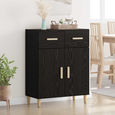 vidaXL - Dressoir - Zwart - eiken - 34 - x - 69.5 - x - 89 - cm - Bewerkt - hout