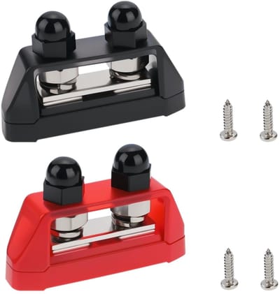 Dailygoods- Stroomverdeelblok Grote Capaciteit - M10 (3/8 inch) - Dual Stud Bus Bar - 250A - Nylon - Inclusief Schroeven - Batterijverdeelblok
