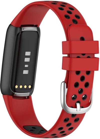 Sportbandje - Fitbit Luxe - rood met zwart - siliconen 160-220mm