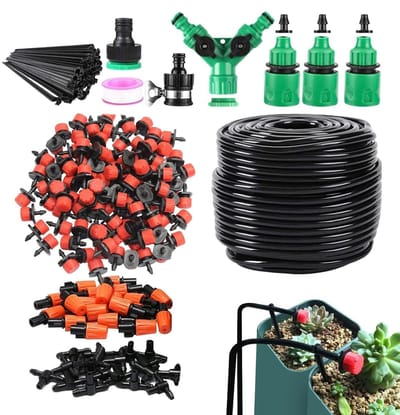 Druppelirrigatieset - Tuinslang Systeem - Planten Water Geven - Waterbesparend Ontwerp - 50 Meter Slang - Zwart