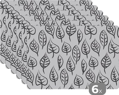 Placemat - Placemats kunststof - Patronen - Bladeren - Design - 45x30 cm - 6 stuks - Hittebestendig - Anti-Slip - Onderlegger - Afneembaar