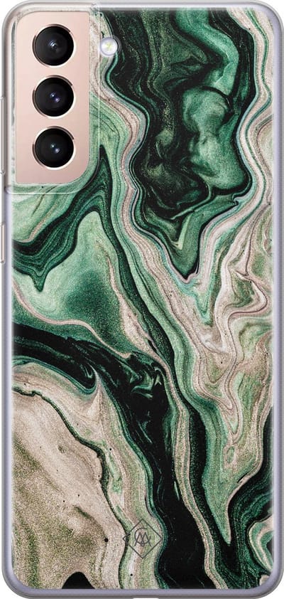 Casimoda® hoesje - Geschikt voor Samsung S21 Plus - Groen marmer / Marble - Backcover - Siliconen/TPU - Groen
