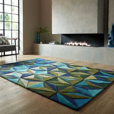 Flycarpets Reverie vloerkleed - Laagpolig - 100% Wol Modern - Blauw 160 x 230 cm