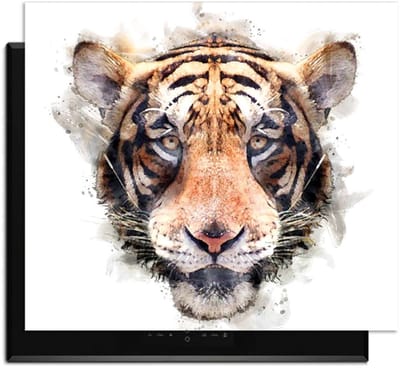 KitchenArt - Majestic Tiger - Inductie Beschermer - 52x35 cm - Kookplaat Beschermer - Luxe Afdekplaat Inductieplaat - Anti-slip & Oprolbaar - Beschermmat Inductiekookplaat