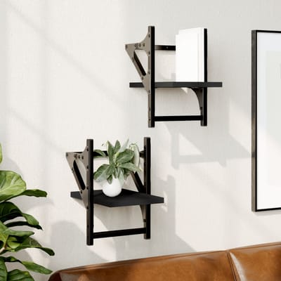 vidaXL - Wandschappen - met - stangen - 2 - st - 20x25x30 - cm - zwart