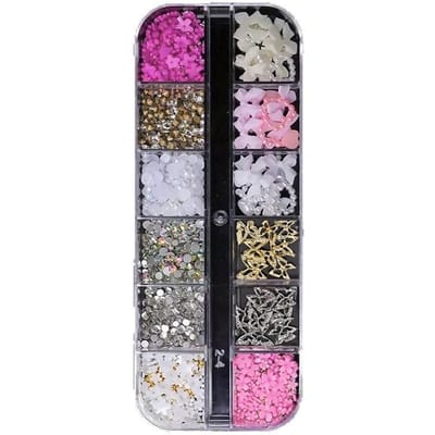 12 Vakjes 3D Nagelbedels Nagellak Strikjes, Hartvormige Bedels, En 3D Bloemennagels Y2K Nageldecoratie Vrouwen Nagelmanicure Benodigdheden